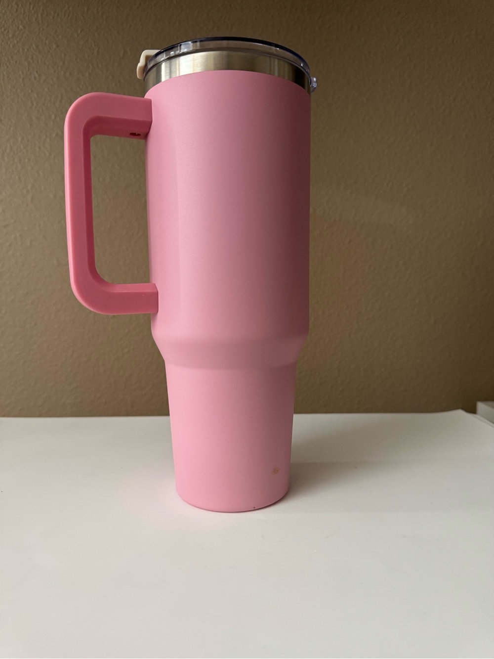 Pink Insulated Travel Tumbler with Handle